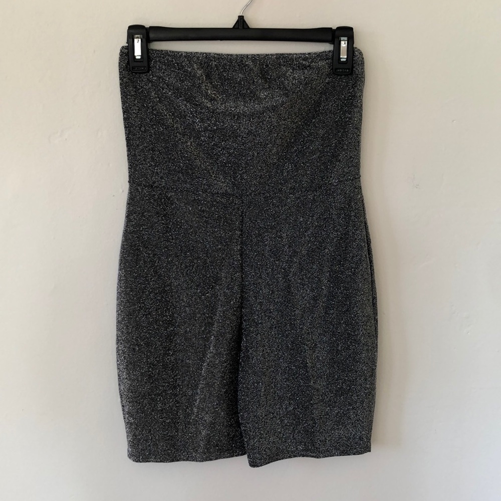 PLT Metallic Tube Top Biker Short Bodysuit